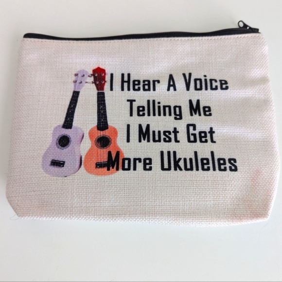 NEW Ukulele Small Pouch Makeup Bag Lined Humorous Music Player Lover Instructor - Picture 3 of 8